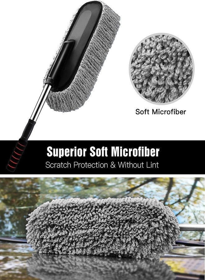TNEMEC Long Handle Microfiber Feather Duster for Dust Cleaning Pole. Car Brush Exterior Interior Cleaner Dusting and hosue Ultra Soft Exatndable Remover Window Brushes Tools (1) - Image 3